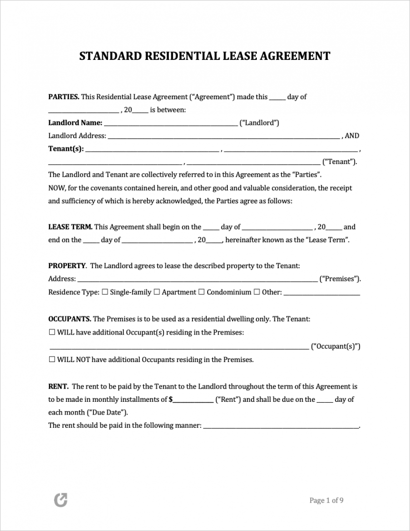 Simple Rental Agreement Printable