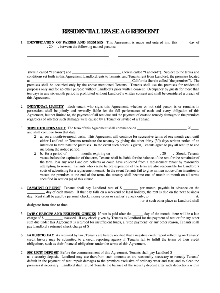 100 Free Printable Lease Agreement