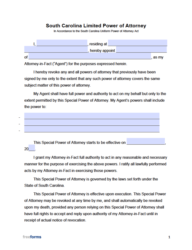 South Carolina Durable Power Of Attorney Form 2025 Dulce Phylis