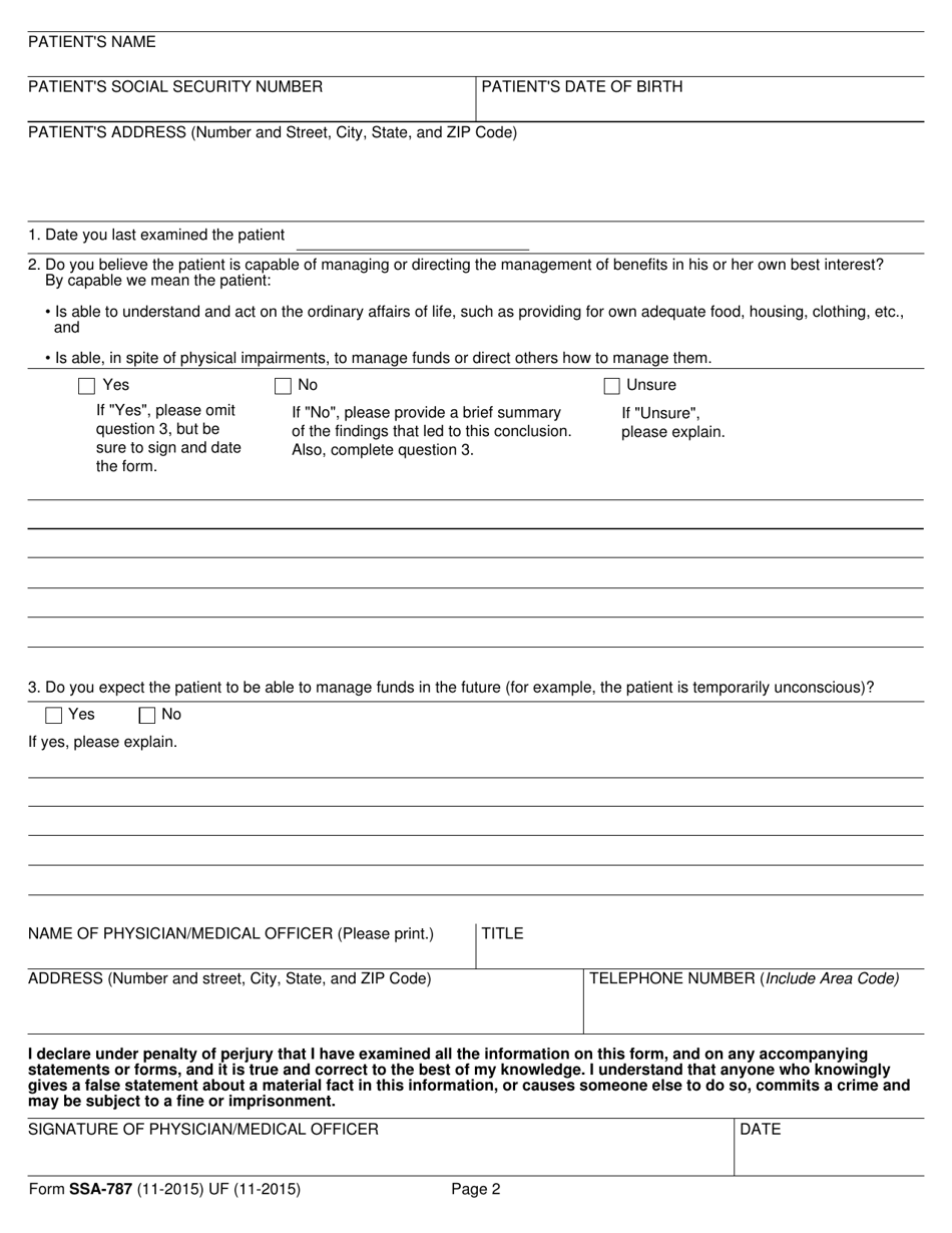 Ssa 787 Fillable Form Printable Forms Free Online