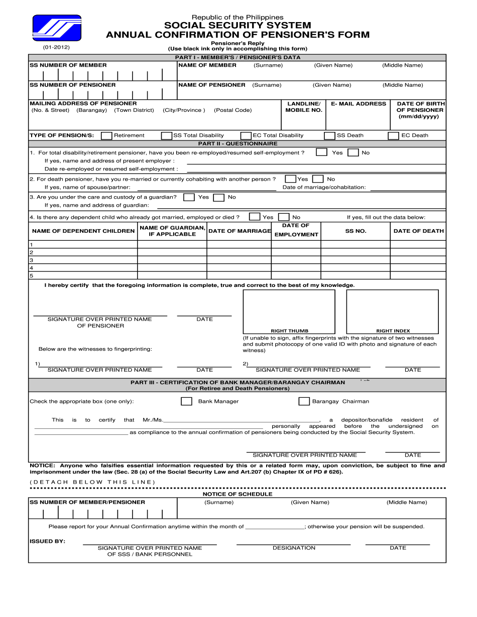 Sss Annual Confirmation Of Pensioners Form 2025 Emily J Christoffersen
