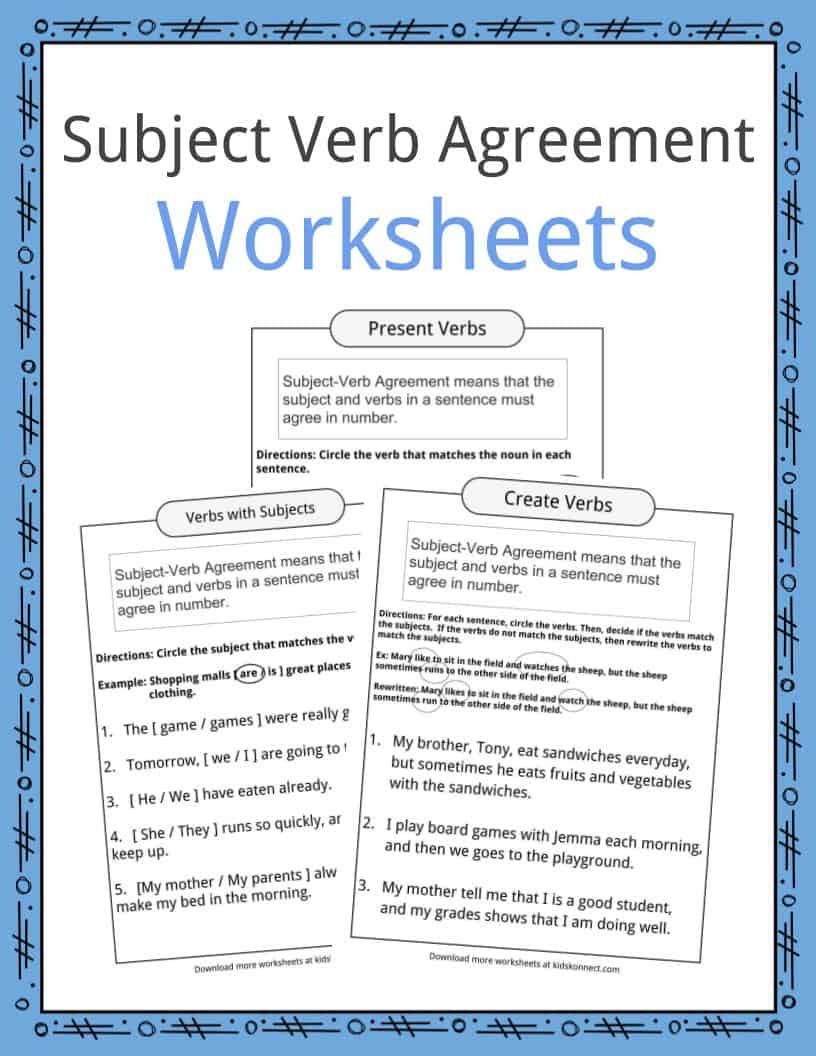 Subject Verb Agreement Exercises Printable