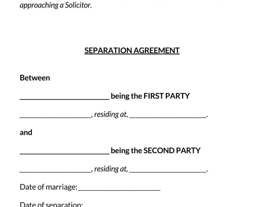 Template Printable Do It Yourself Separation Agreement Printable
