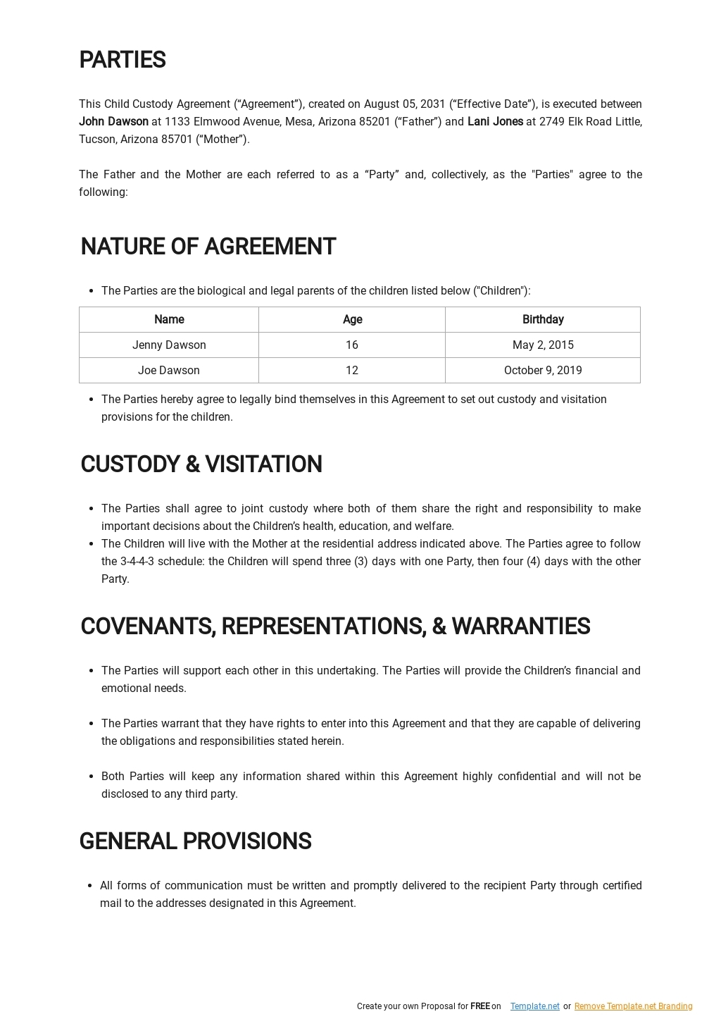 Temporary Visitation Agreement Template Hq Printable Vrogue co