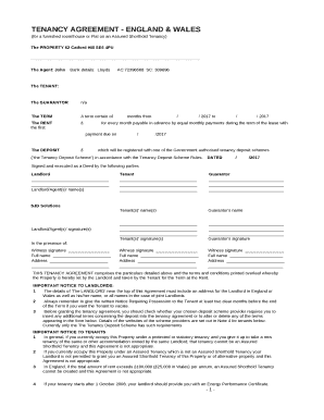 Printable Tenancy Agreement England And Wales