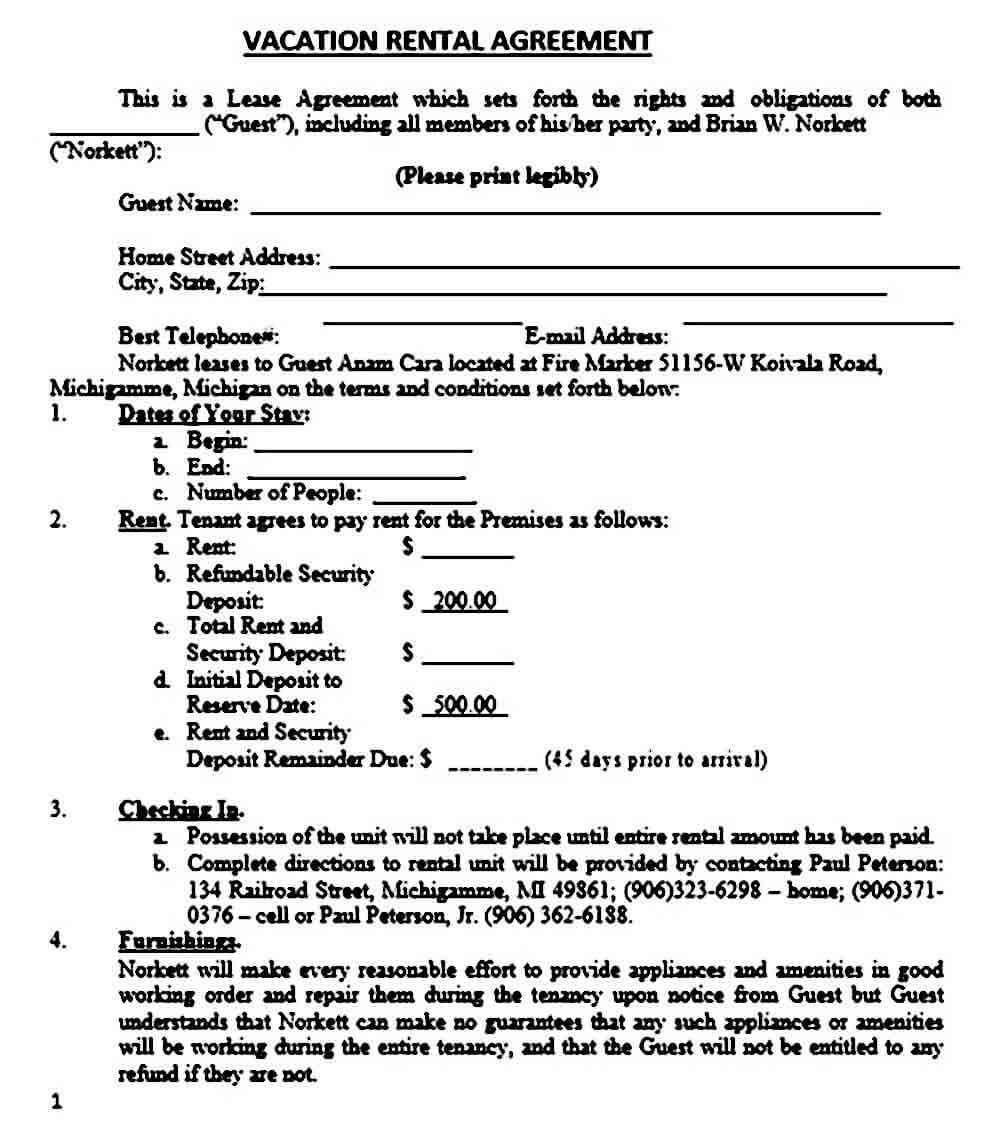 Vacation Rental Agreement Mous Syusa