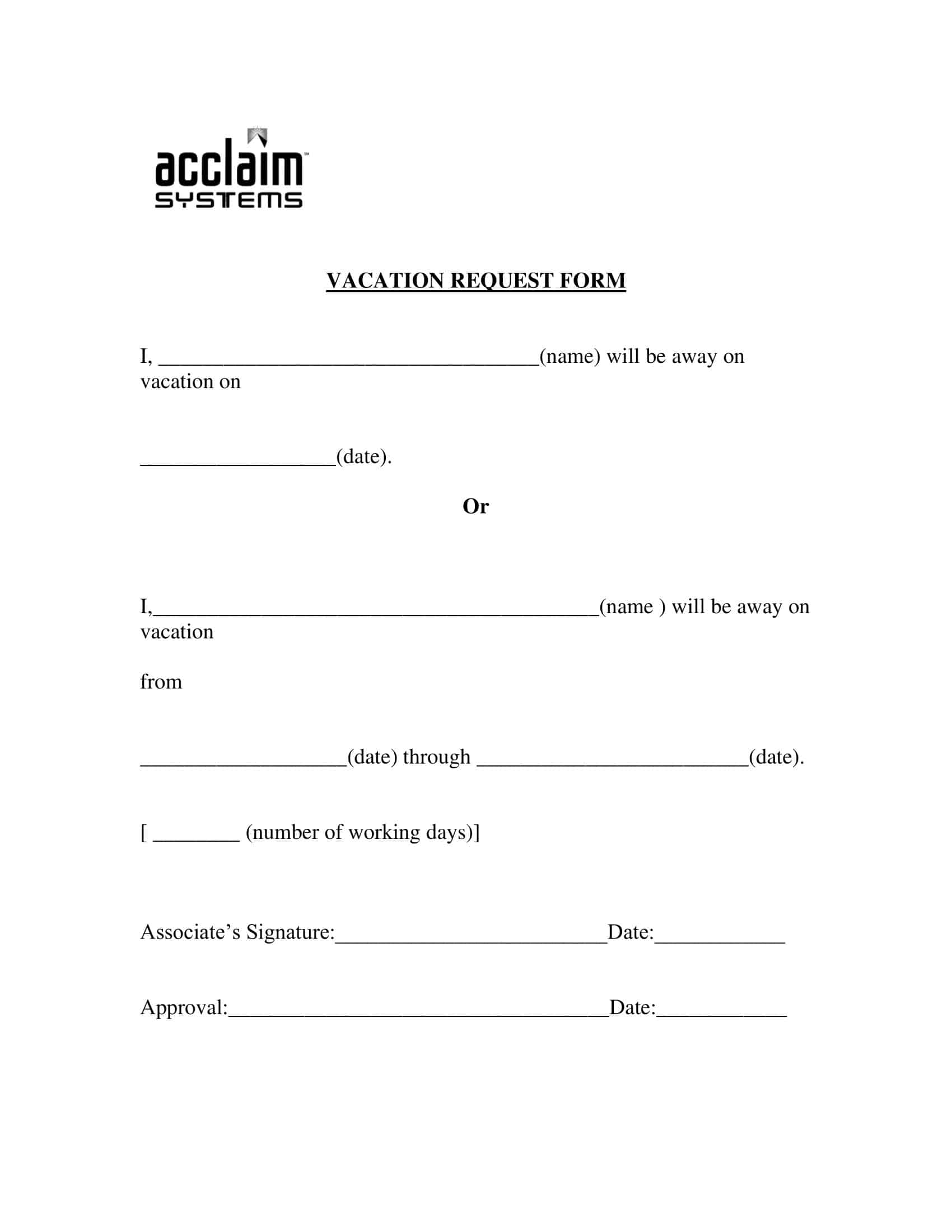 Vacation Request Form 2025 Printable Riva Mireielle