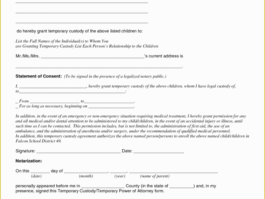 Visitation Agreement Template Free Of Temporary Guardianship Forms Free