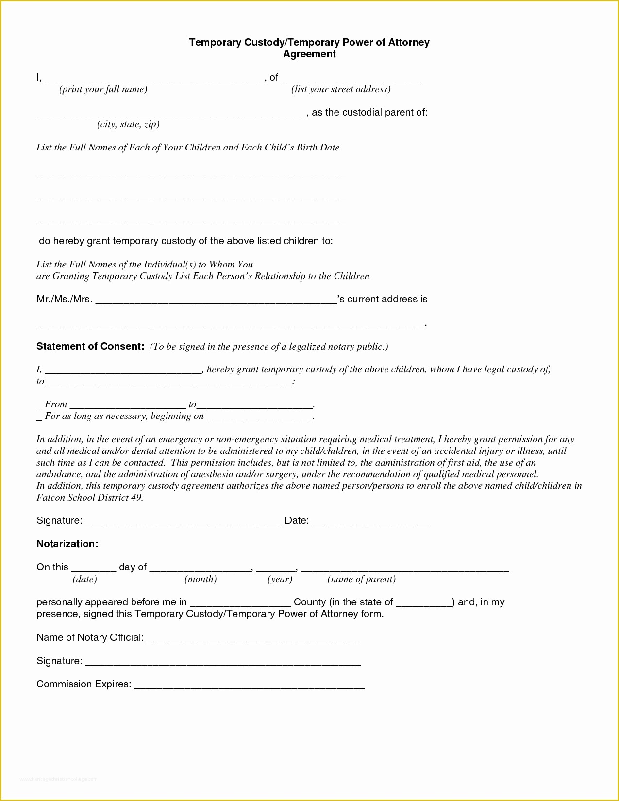 Visitation Agreement Template Free Of Temporary Guardianship Forms Free 