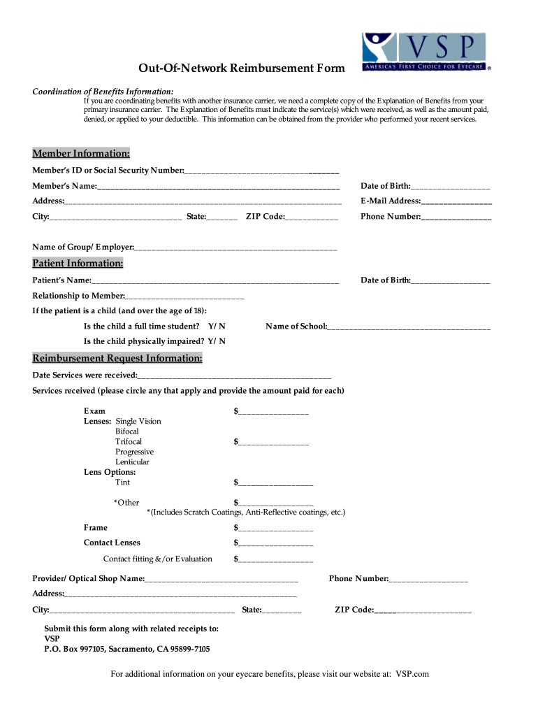Vsp Claim Form Fill Out Sign Online DocHub