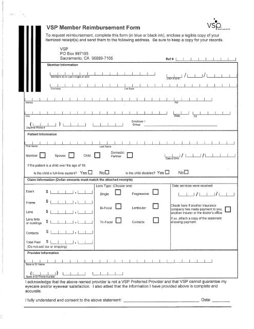 Vsp Printable Claim Form Printable Forms Free Online