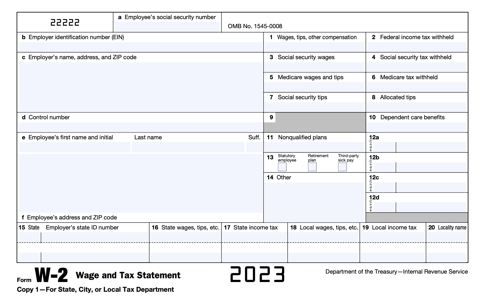 W2 Form 2025 Printable Blank George Osborn P 