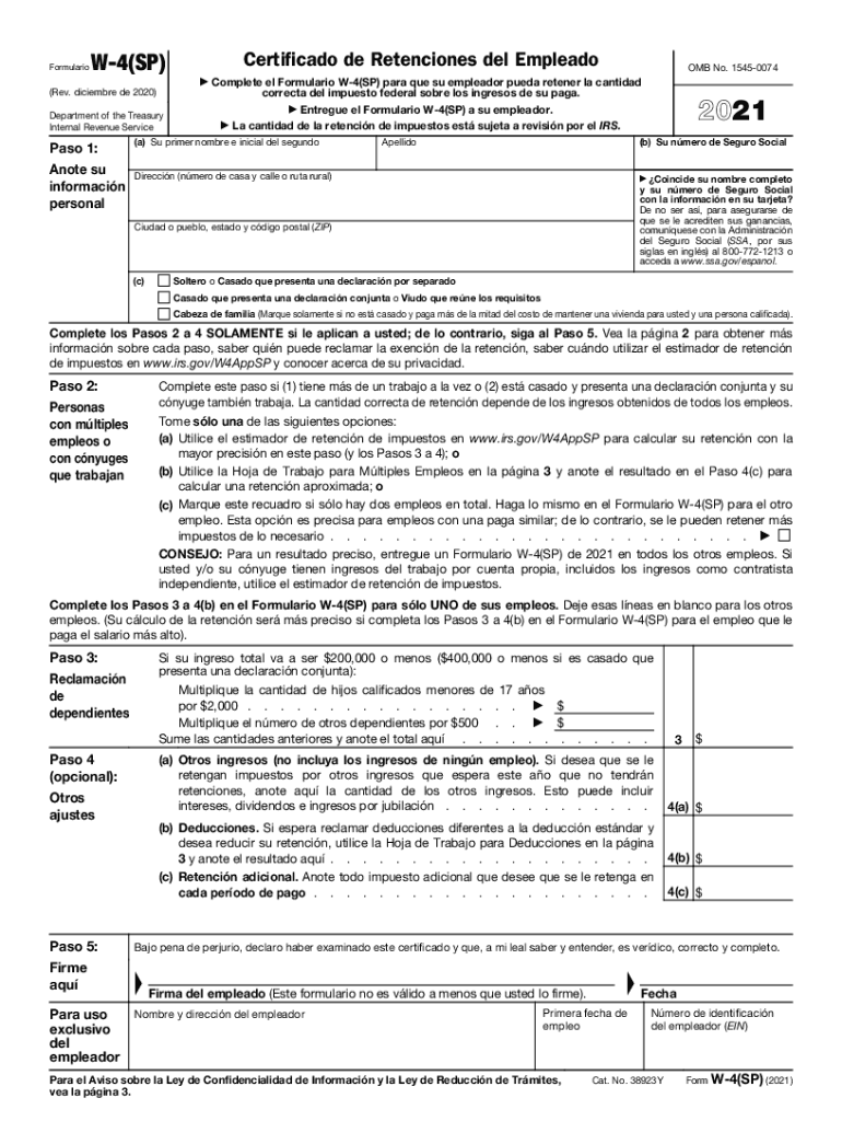 W4 2025 Printable Form Spanish Luca Fegan