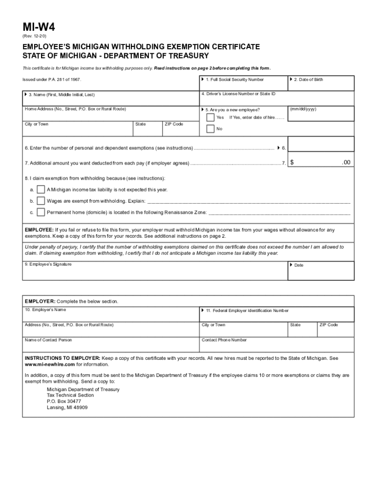 W4 Form 2025 Michigan Oakley Thatcher