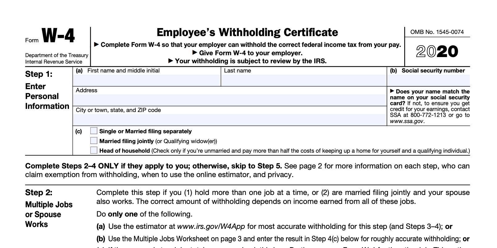 2025 W4 Form Printable Free