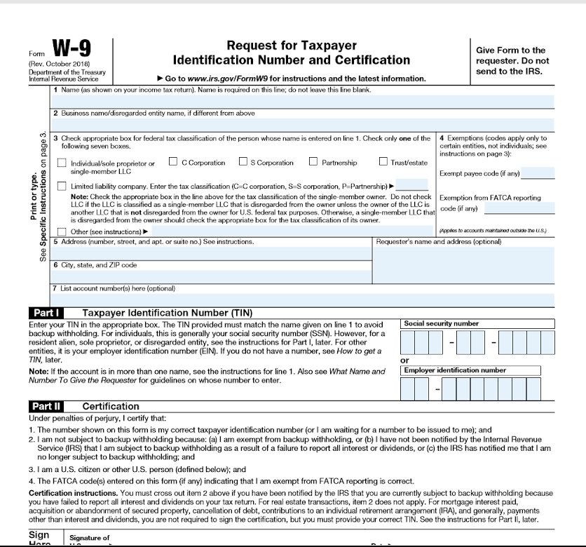 W9 Form 2025 Printable Free