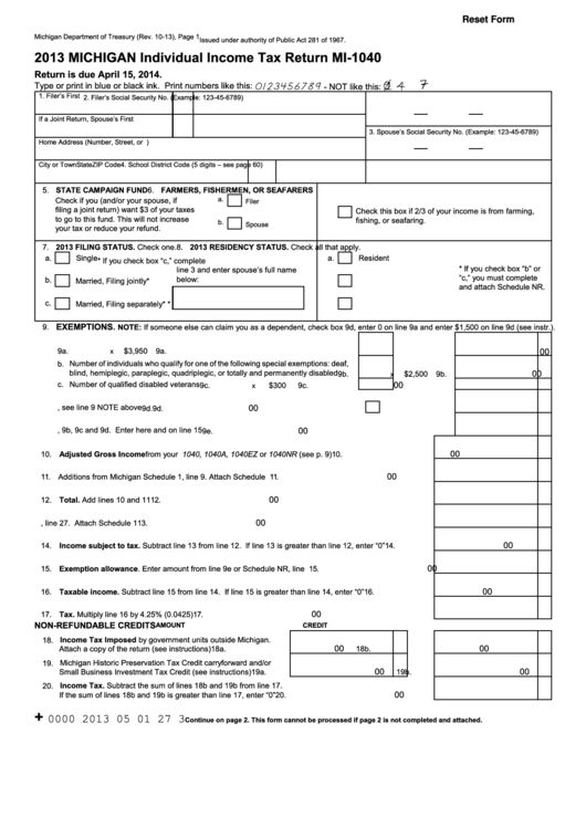 Michigan State Tax Form 2025 Printable