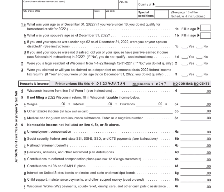 Wisconsin Homestead Credit 2022 2025 Form Fill Out And Sign Printable