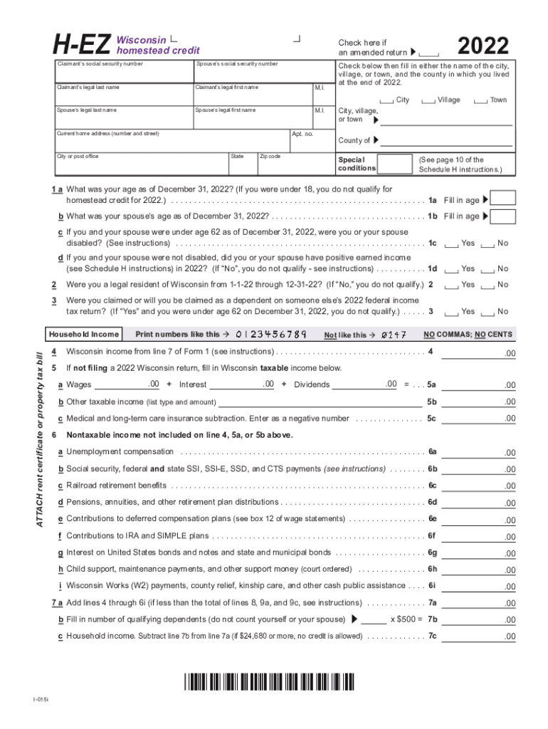 Wisconsin Homestead Credit 2022 2025 Form Fill Out And Sign Printable 