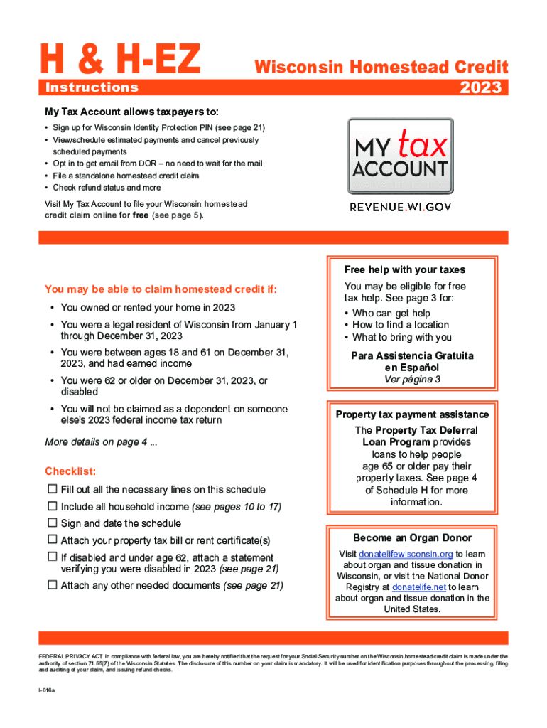 Wisconsin Homestead Credit Form 2023 Fill Out Sign Online DocHub