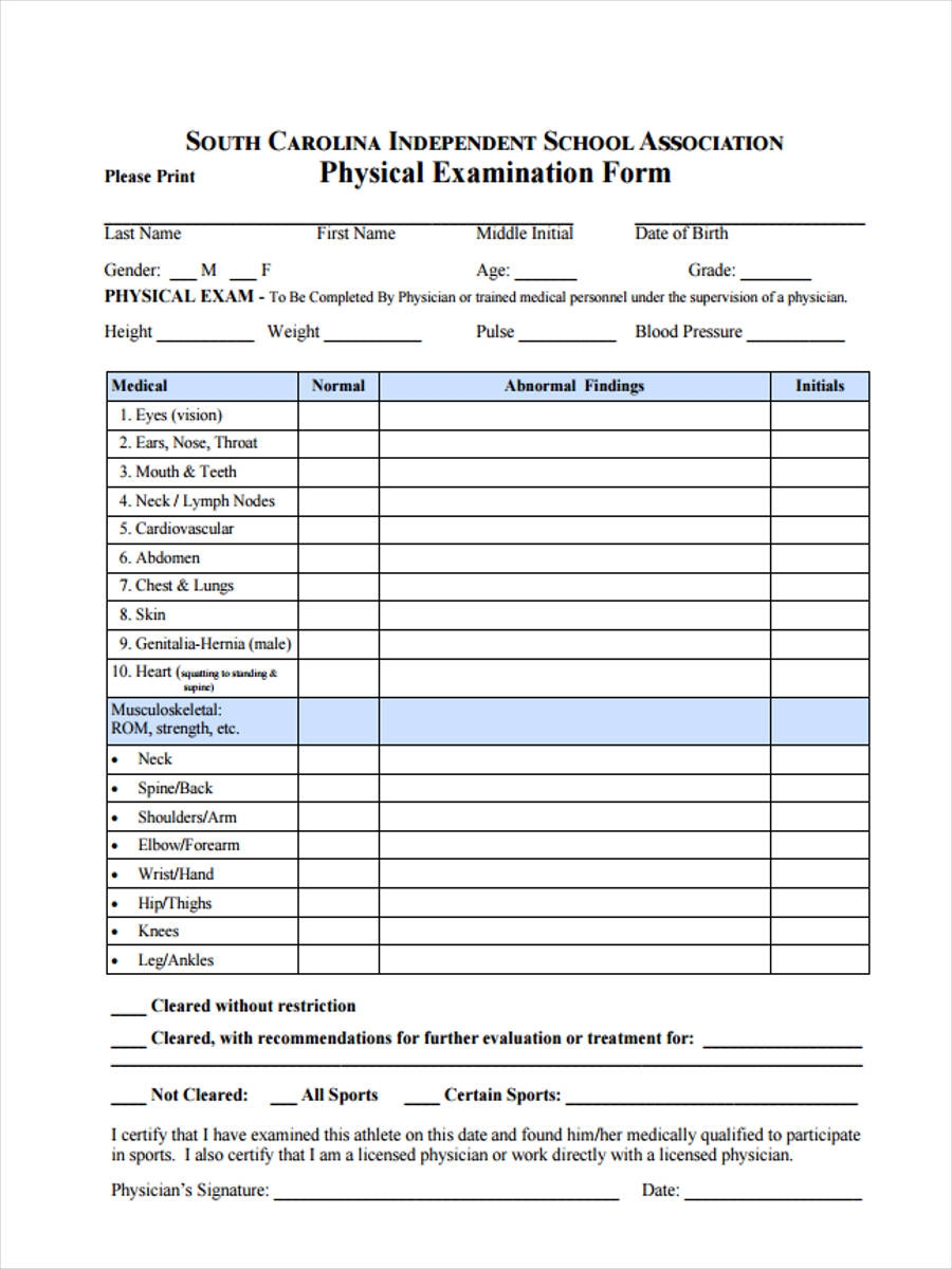 Ncaa Physical Form 2025 Printable