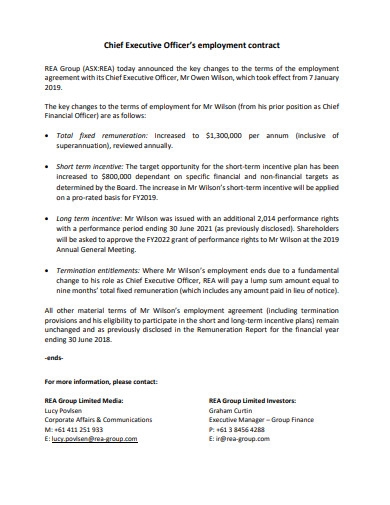 Executive Assistant Employment Agreement Free Printable