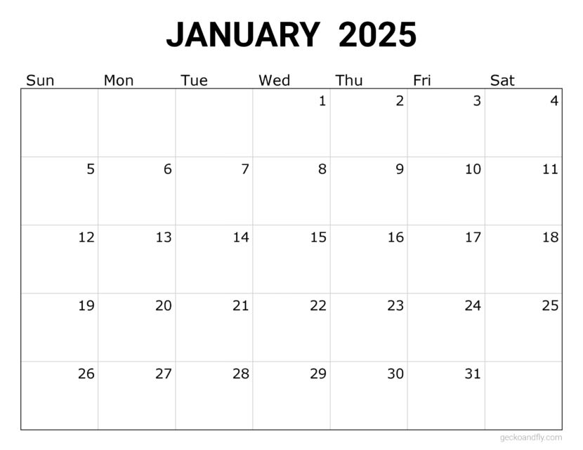 2025 Monthly Printable Calendars