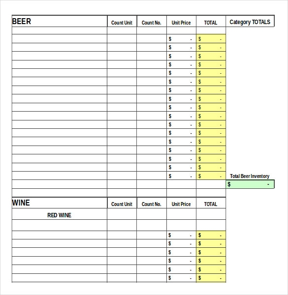 13 Bar Inventory Template Word Excel Numbers Apple Pages