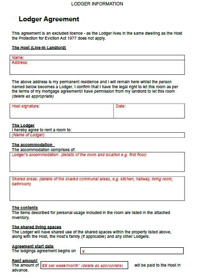 17 Free Sample Lodger Agreement Templates PDF Word Template Republic