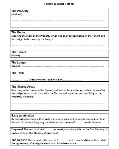 17 Free Sample Lodger Agreement Templates PDF Word Template Republic