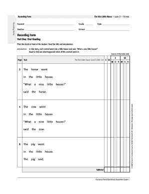 18 Printable Blank Running Record Form Fountas And Pinnell Templates 