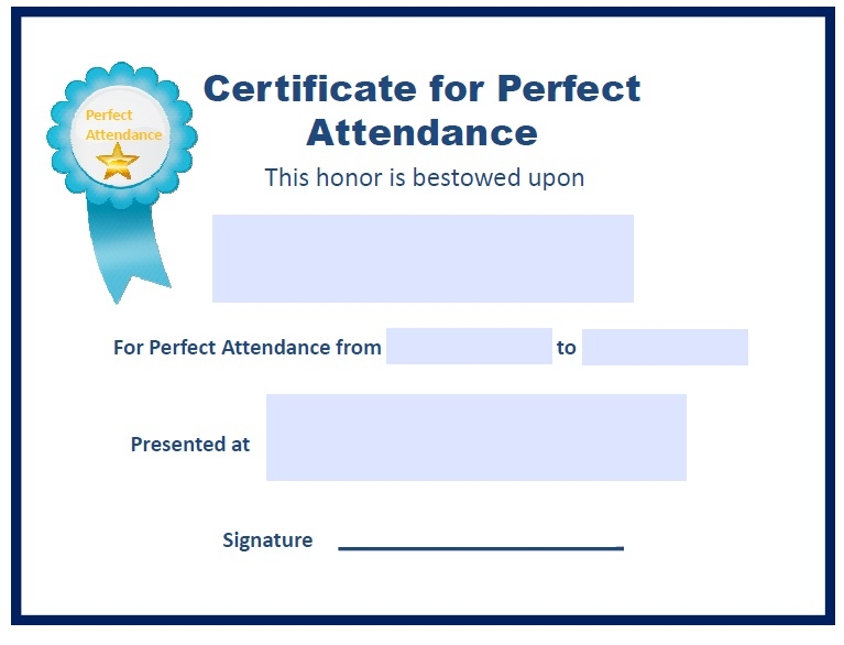 19 Free Sample Perfect Attendance Certificate Templates Printable Samples