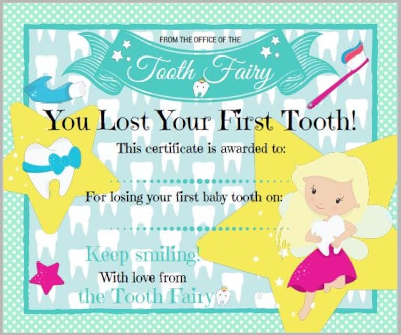 1st Free Printable Tooth Fairy Certificate Printable Templates