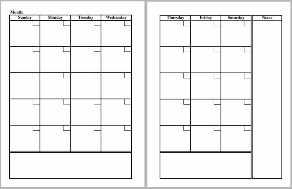2 Page Monthly Calendar Blank Calendar Template Monthly Calendar 