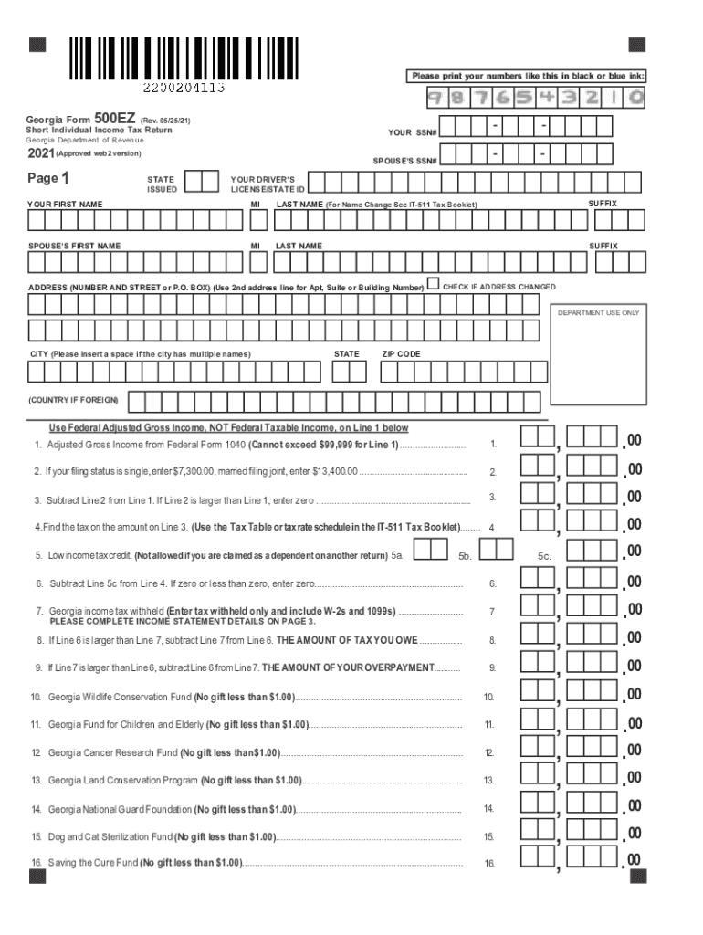 2021 Form GA 500EZ Fill Online Printable Fillable Blank PdfFiller