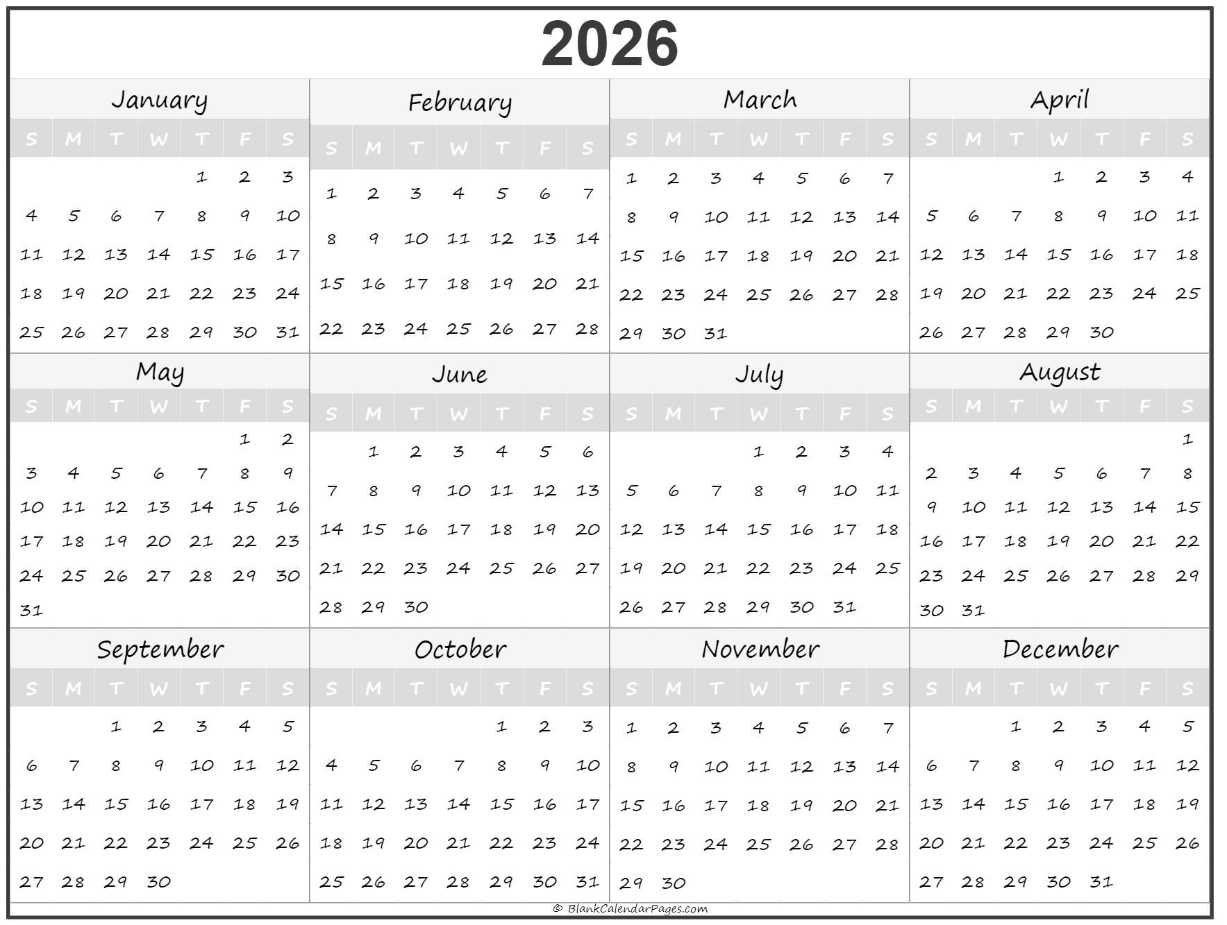 2025 2026 Printable Calendar Free Full Page Full Kyle J Scofield