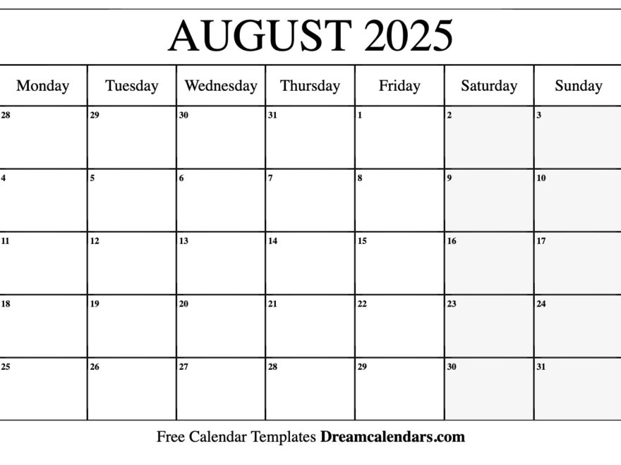 2025 August Calendar Free Printable Pdf Download Modern Present Updated