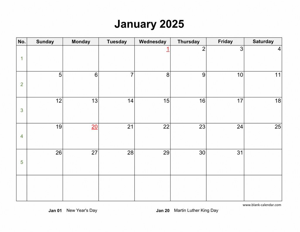 Cute Blank Calendar Printable 2025-2026 Free