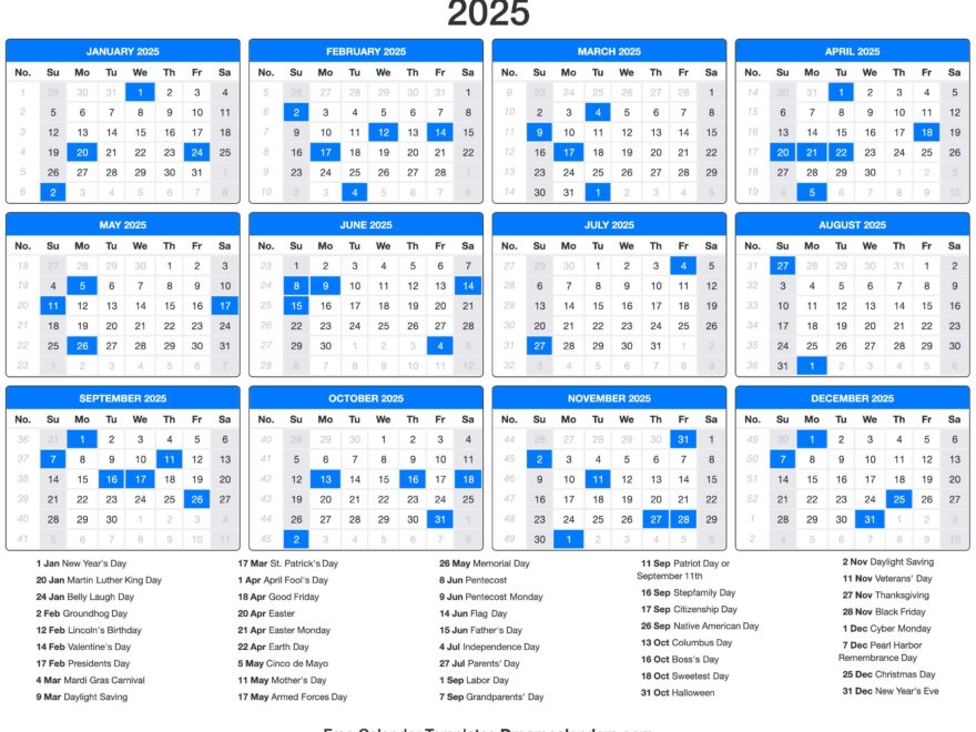 2025 Calendar