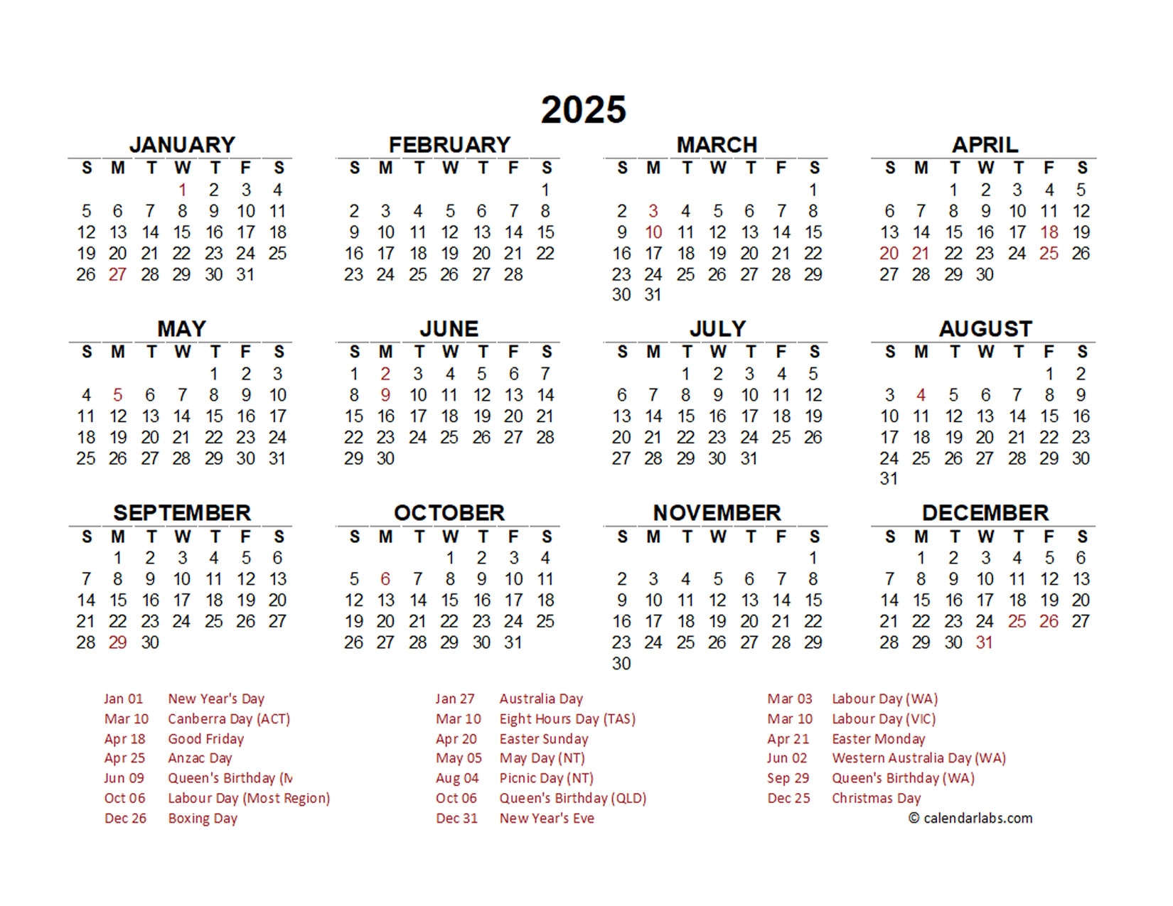 2025 Calendar At A Glance With Holidays Free Eleano Rose