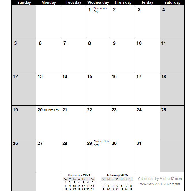 2025 Calendar Free Printable Vertical Larry L Maddox