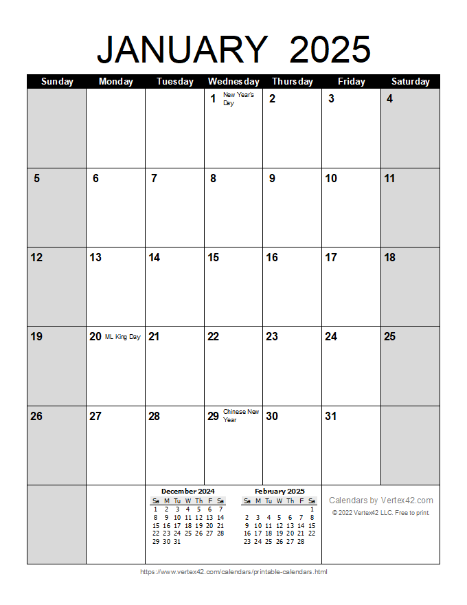 2025 Calendar Free Printable Vertical Larry L Maddox