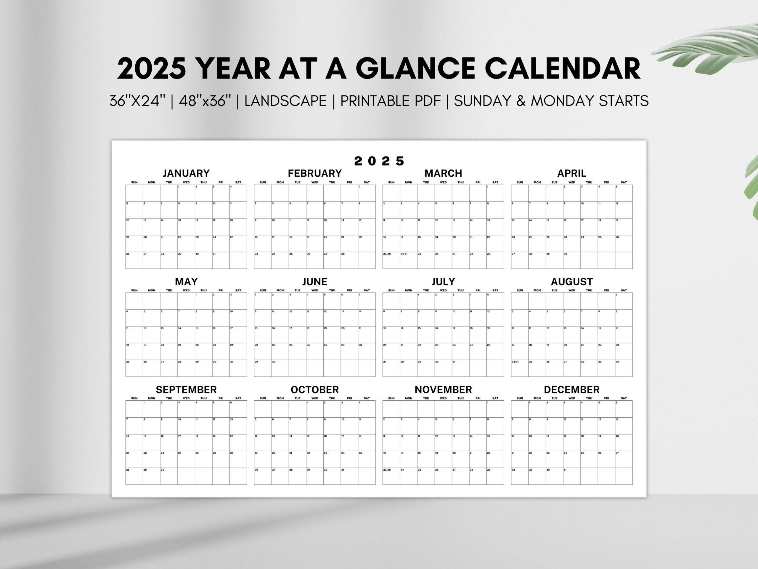 2025 Calendar Printable Year At A Glance 2025 Calendar Printable Year At A Glance
