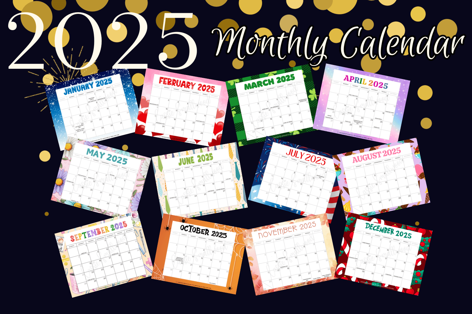 2025 Cute Printable Monthly Calendar John L Reid