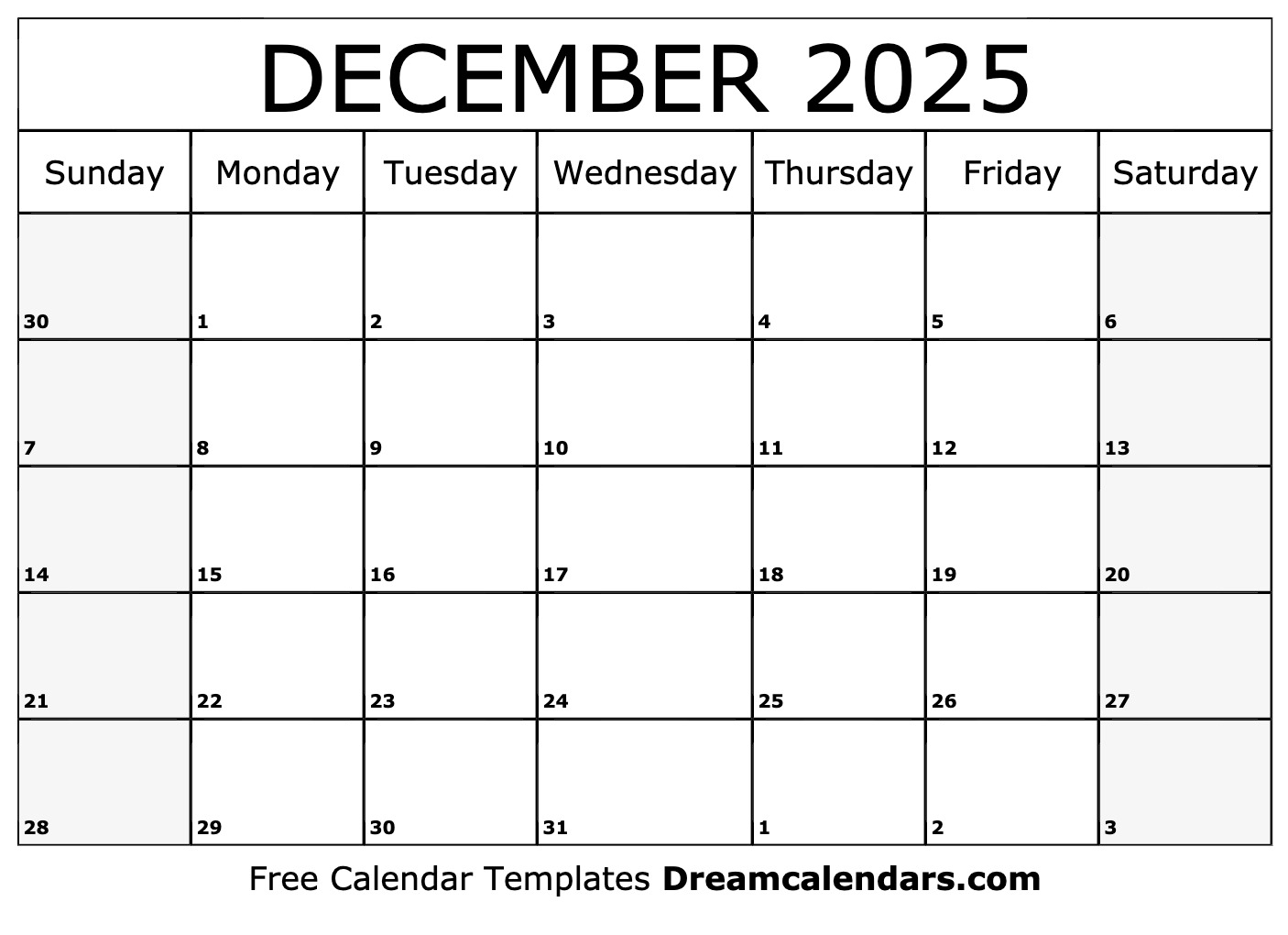 2025 December Printable Calendar Jesper J Petersen