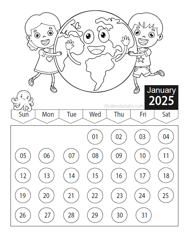 2025 Monthly Calendar Template Printable Printable Coloring Darcy 