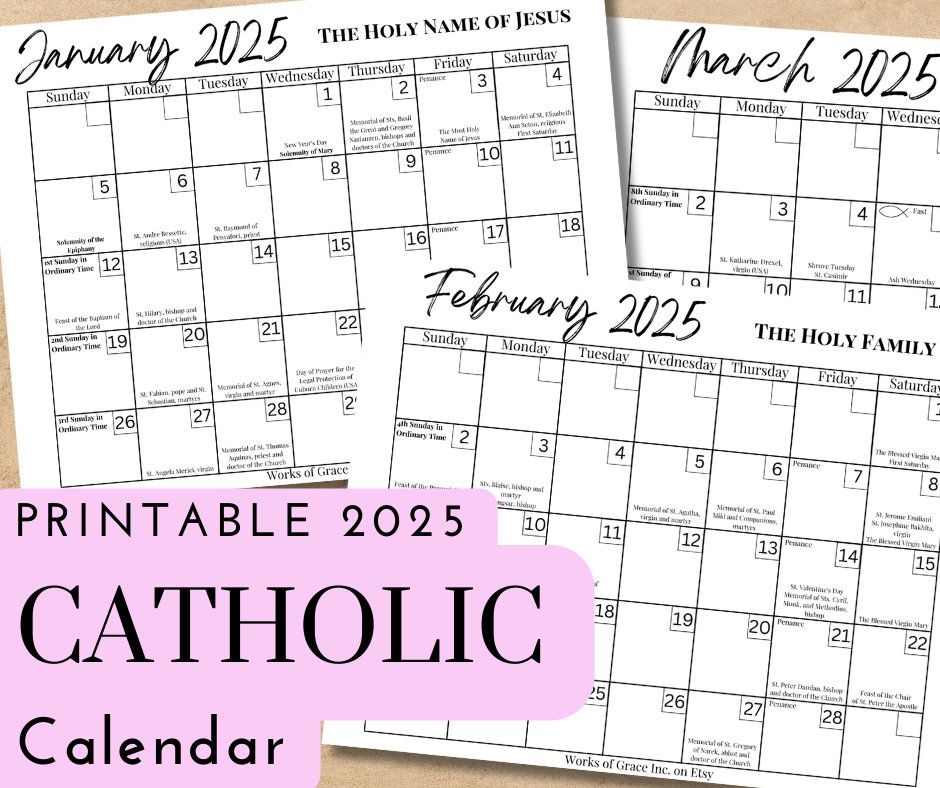 2025 Printable Catholic Monthly Calendar Liturgical Calendar With 