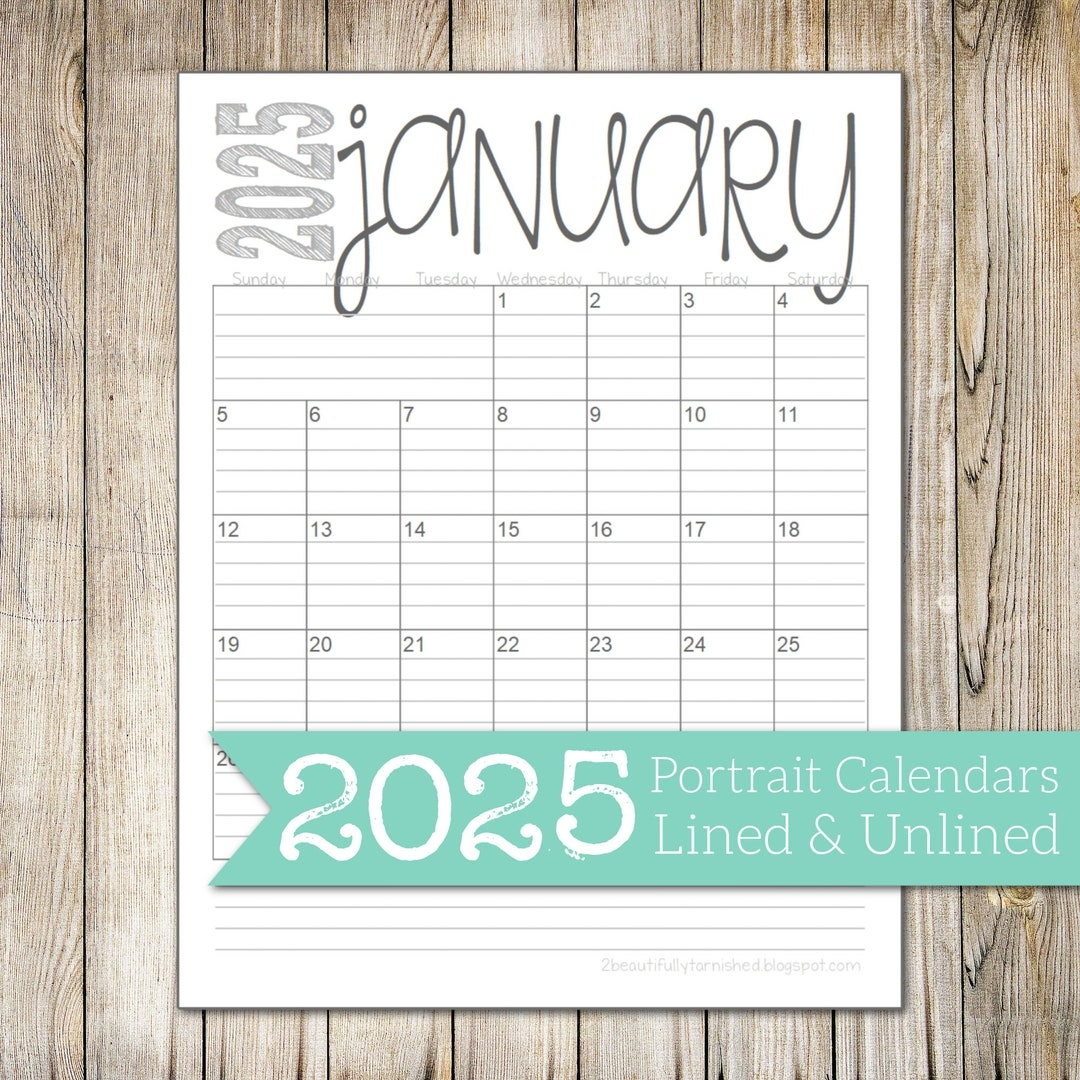 2025 Printable Lined Calendars James B Reeder