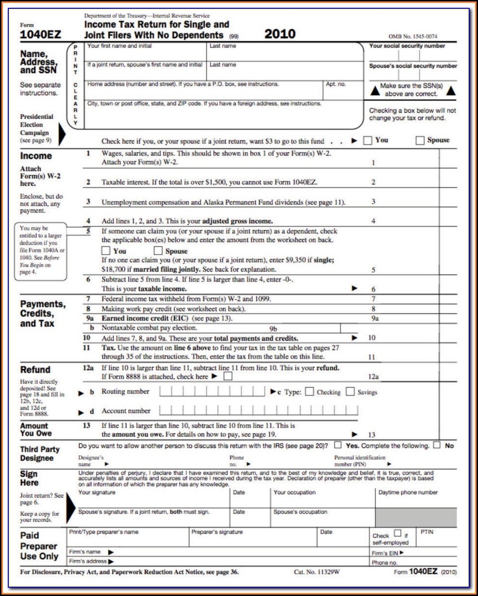 2025 Tax Forms 1040ez D Mary Rowell