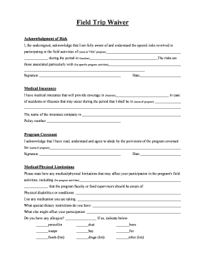 Printable Field Trip Release Form